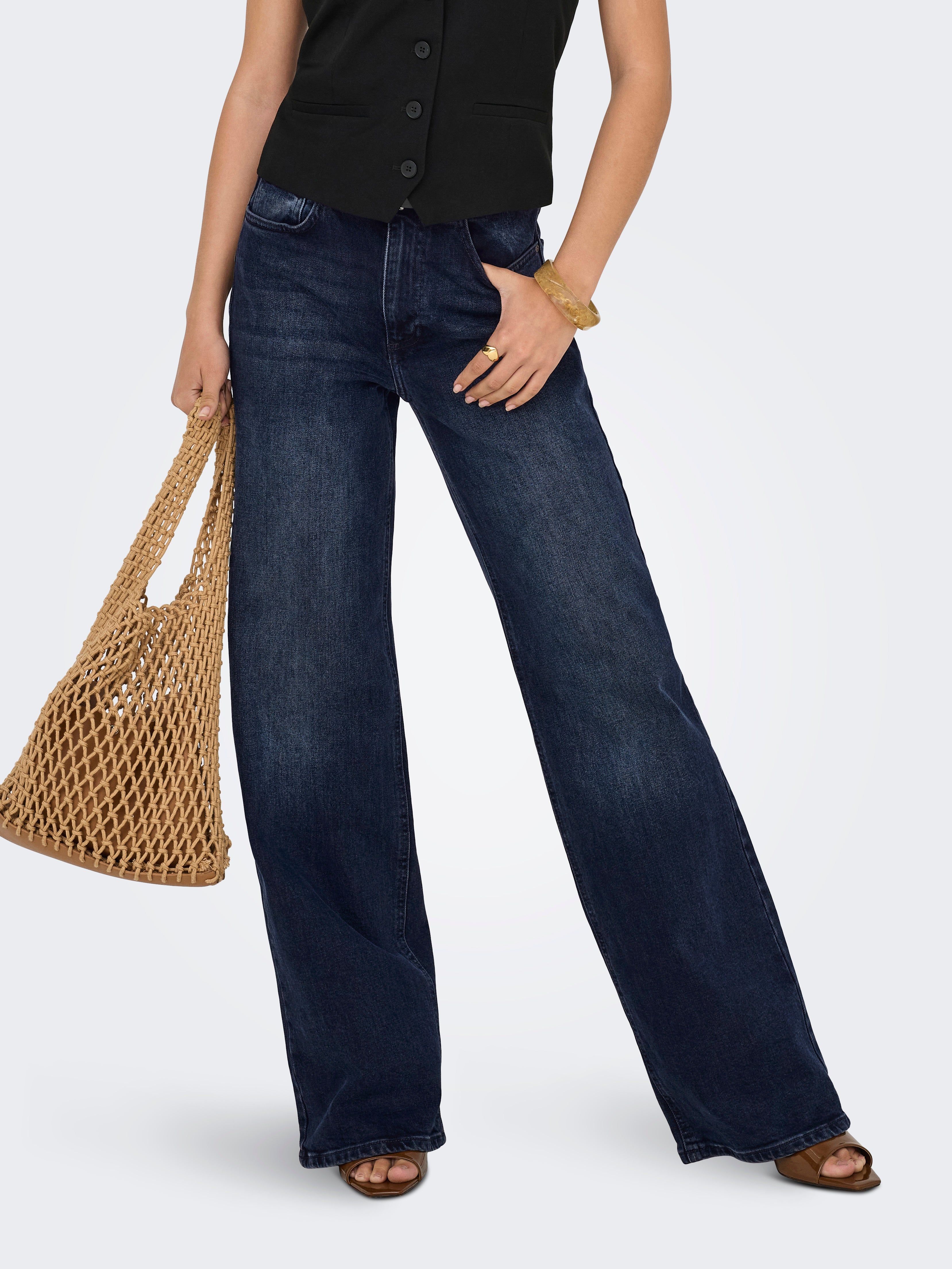 Onljuicy Hohe Taille Weiter Beinschnitt Jeans