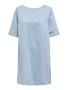 ONLY Rymlig passform O-ringning Kort klänning -Light Blue Denim - 15339026