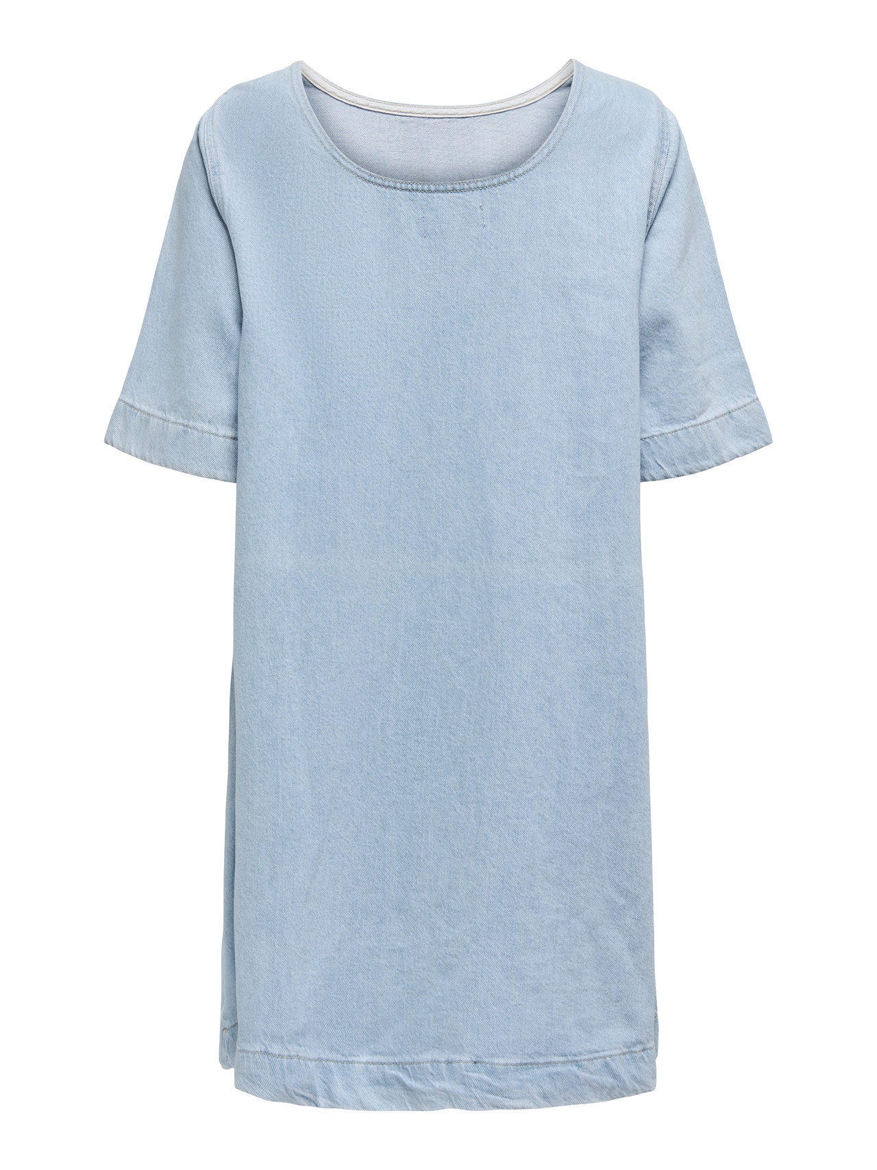ONLY Volume Fit Round Neck Short dress -Light Blue Denim - 15339026