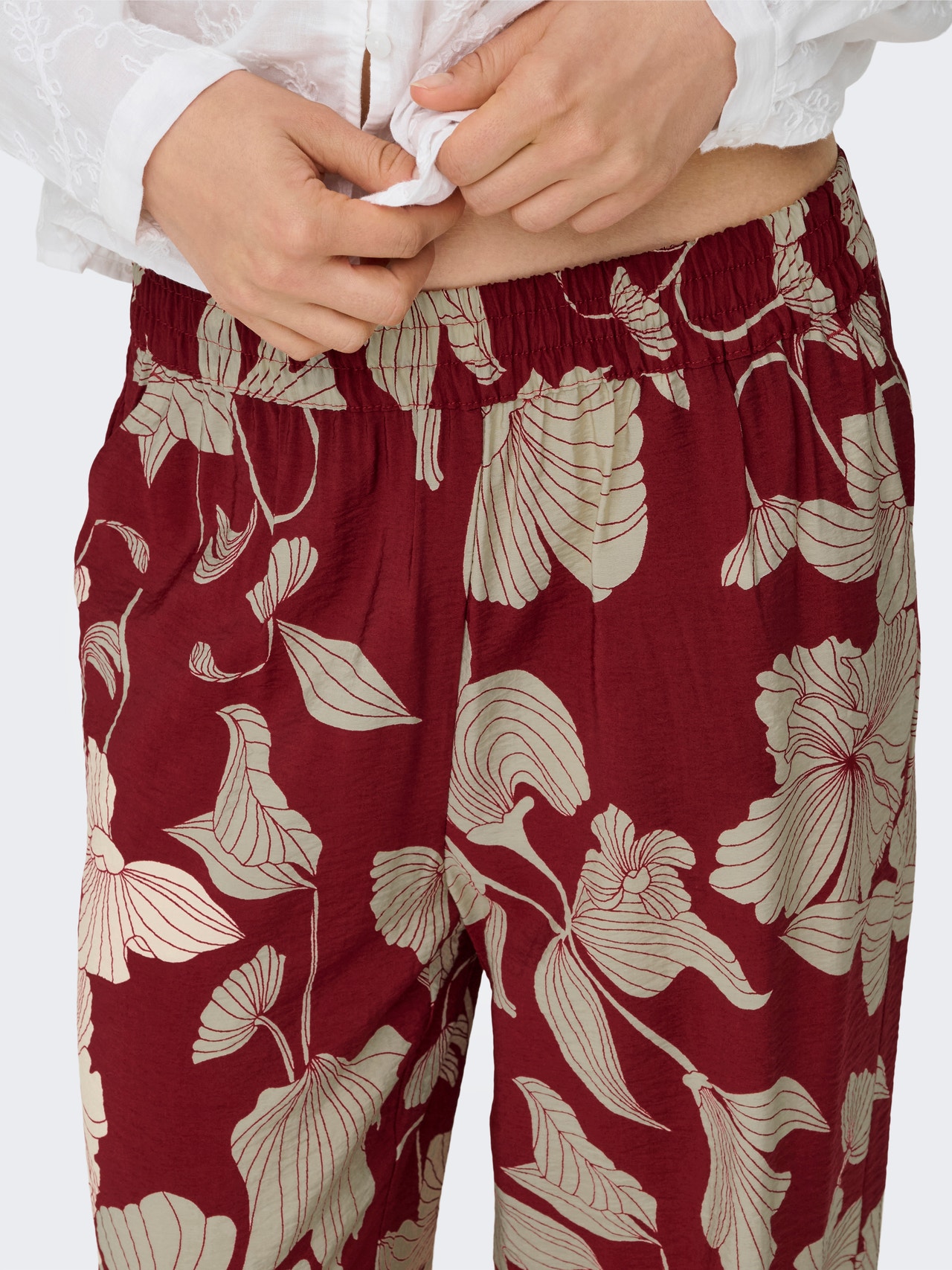 ONLY Tanko ravno prianjanje Srednji struk Hlače -Cabernet - 15339132