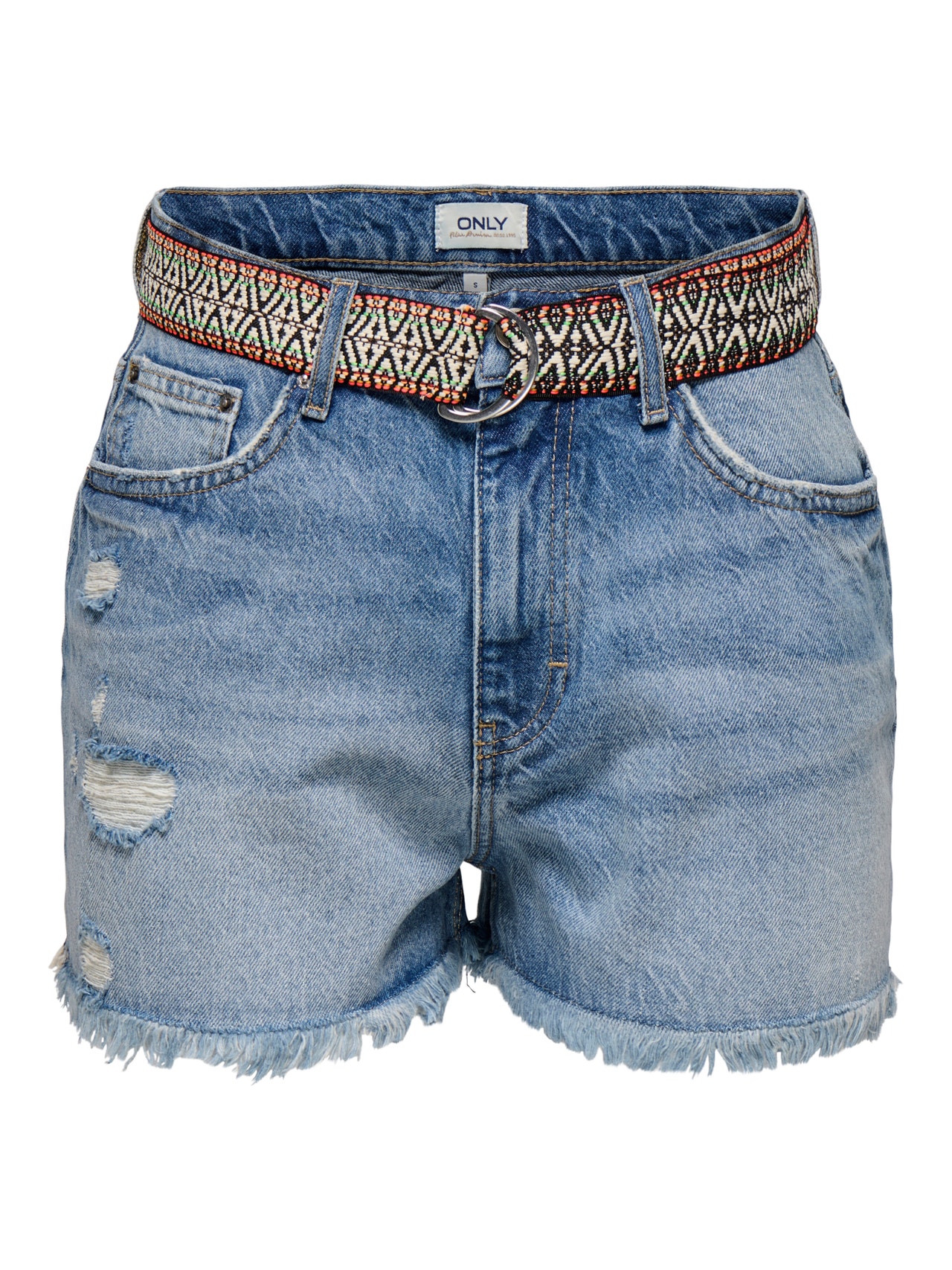 ONLY Straight fit High waist Shorts -Medium Blue Denim - 15339150