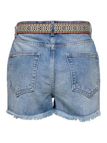 ONLY Gerade geschnitten Hohe Taille Shorts -Medium Blue Denim - 15339150