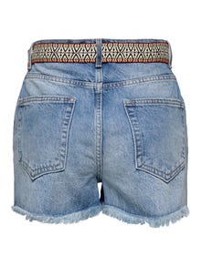 ONLY Ravno pristajanje Visoki struk Kratke hlače -Medium Blue Denim - 15339150