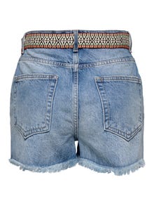 ONLY Shorts Straight Fit Taille haute -Medium Blue Denim - 15339150