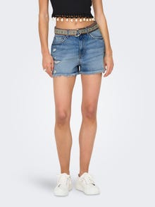 ONLY Gerade geschnitten Hohe Taille Shorts -Medium Blue Denim - 15339150