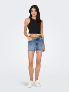 ONLY Straight Fit High waist Shorts -Medium Blue Denim - 15339150