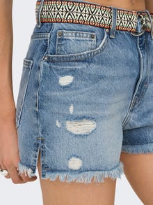 ONLY Gerade geschnitten Hohe Taille Shorts -Medium Blue Denim - 15339150