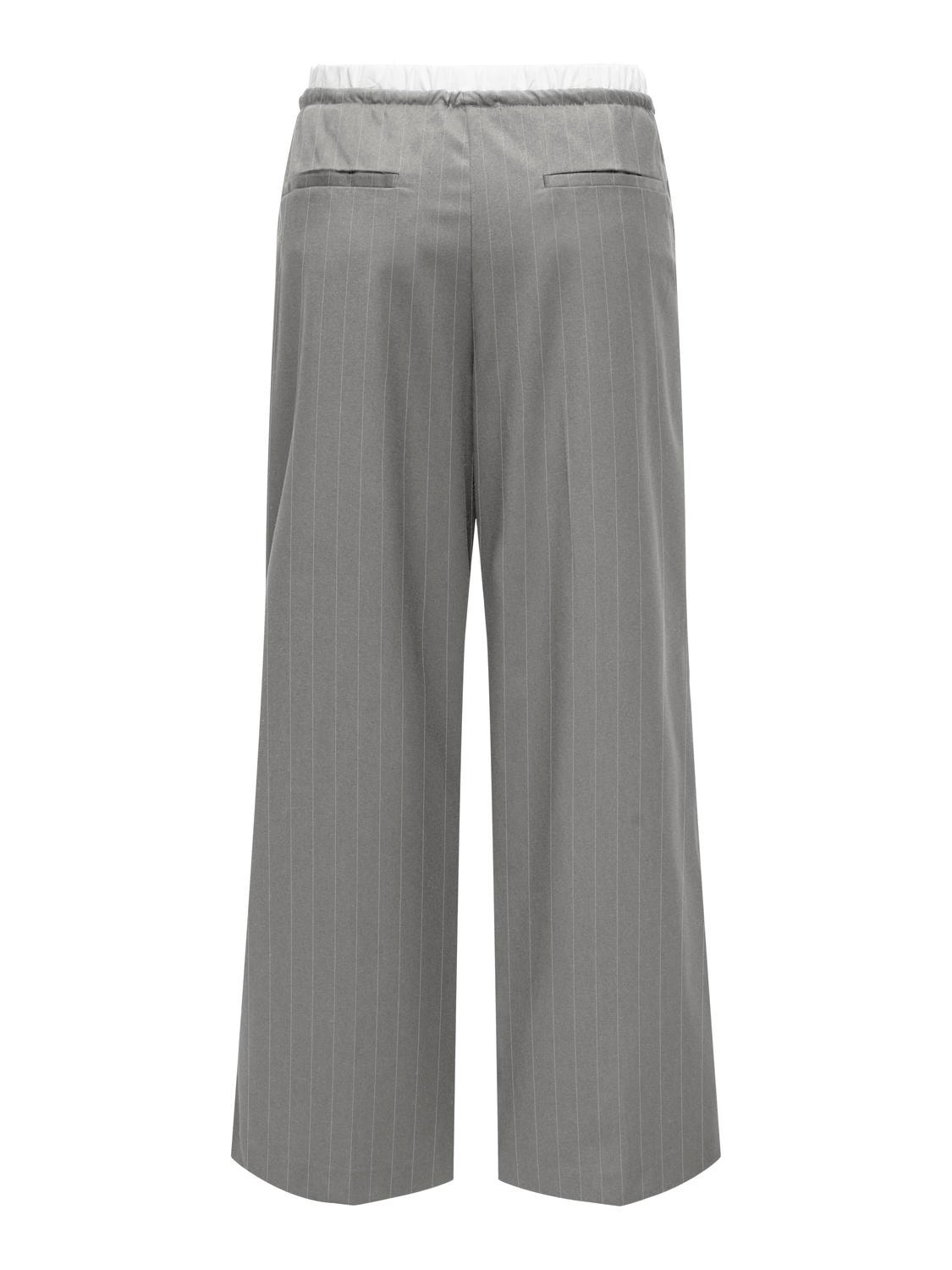 ONLY Pantalons Straight Fit Taille haute -Light Grey Melange - 15339242