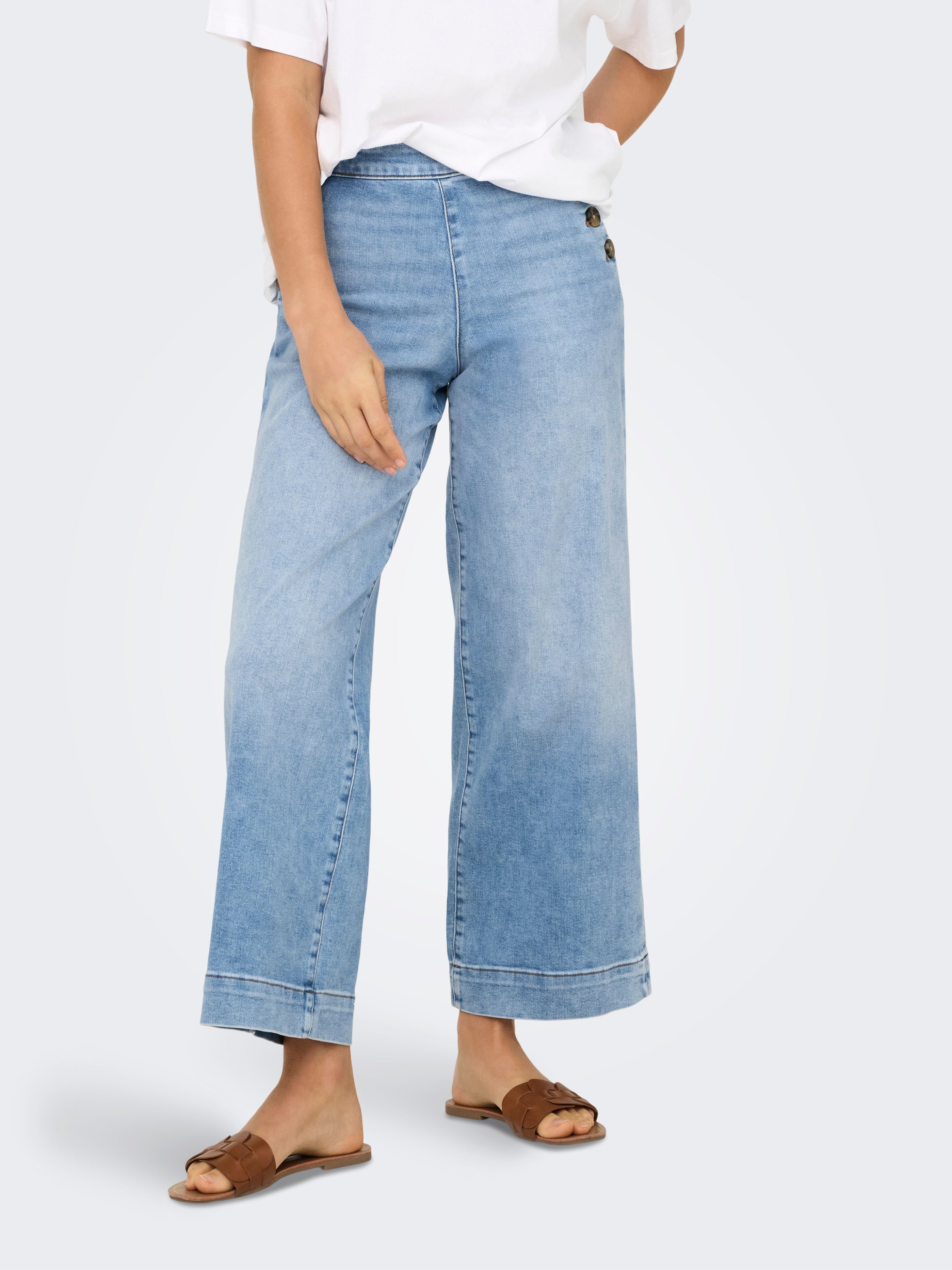 Onlmadison Hohe Taille Weiter Cropped Beinschnitt Jeans