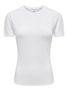 ONLY Solid colored O-neck top -White - 15339569