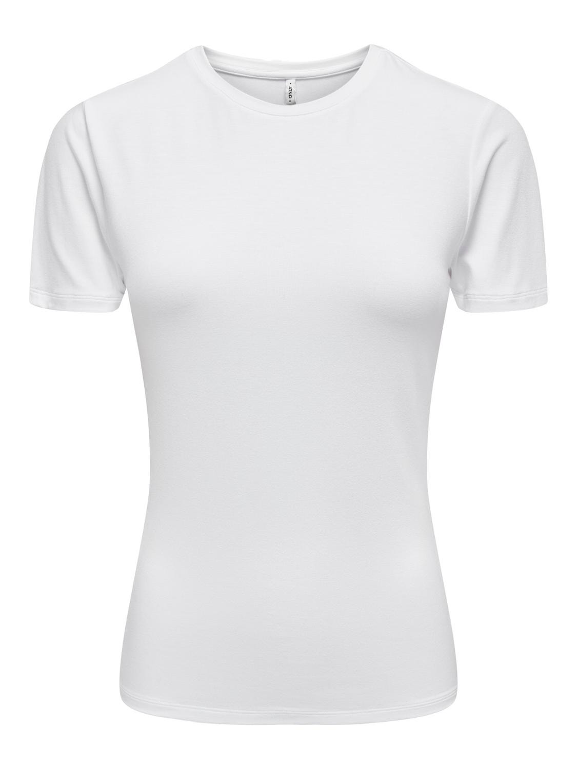 ONLY Solid colored O-neck top -White - 15339569