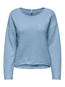 ONLY Tavapärane lõige Ümmargune kaelus Langetatud õlaosa Pullover -Soft Chambray - 15339651