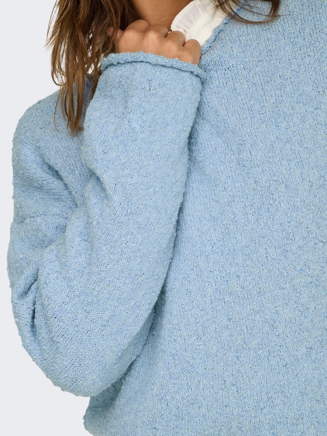 ONLY Tavapärane lõige Ümmargune kaelus Langetatud õlaosa Pullover -Soft Chambray - 15339651