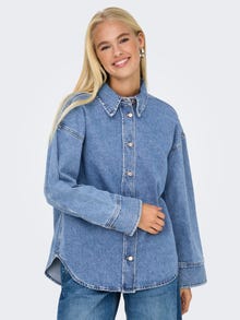 ONLY Väga suur lõige Särgikrae Langetatud õlaosa Teksasärk -Medium Blue Denim - 15340611