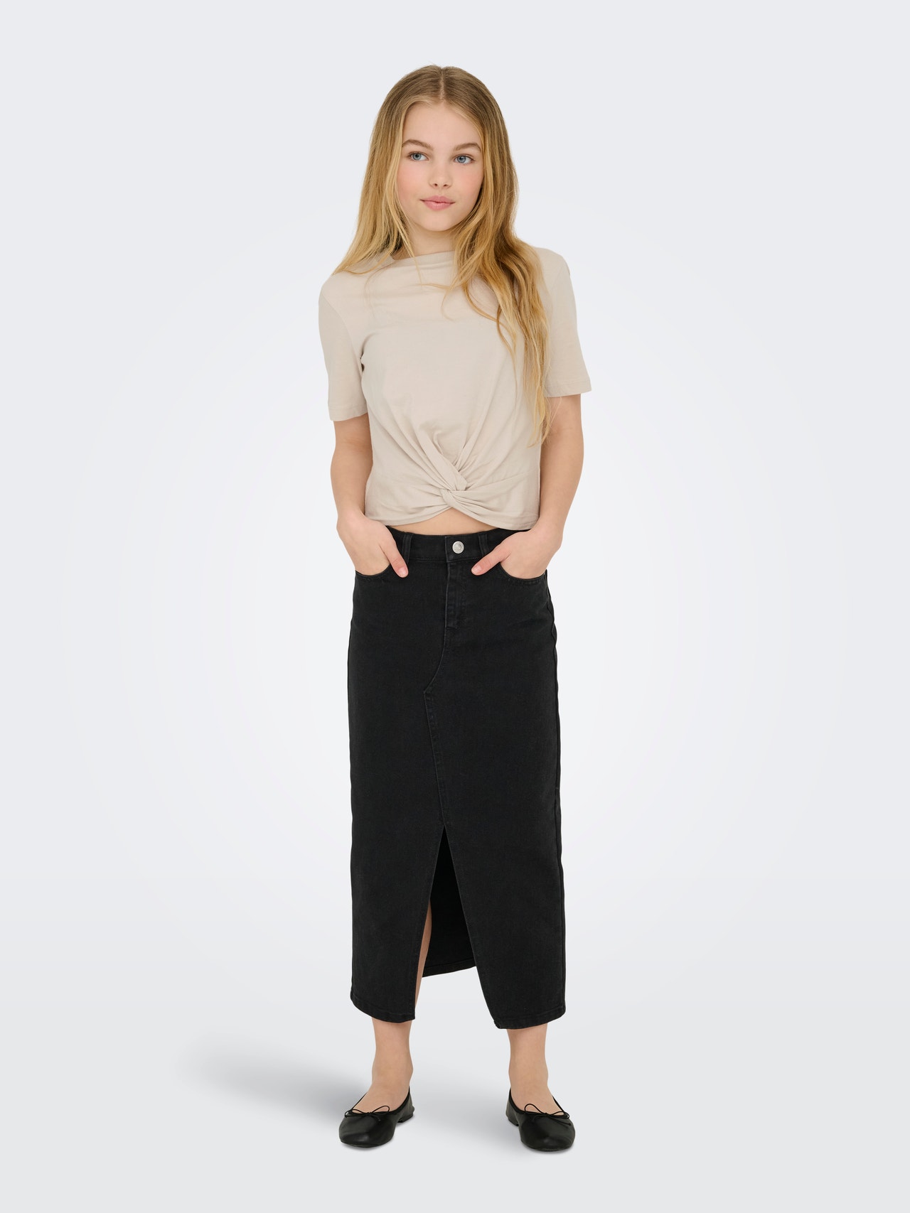 ONLY KOGSIRI Denim Midiskjørt -Washed Black - 15340696