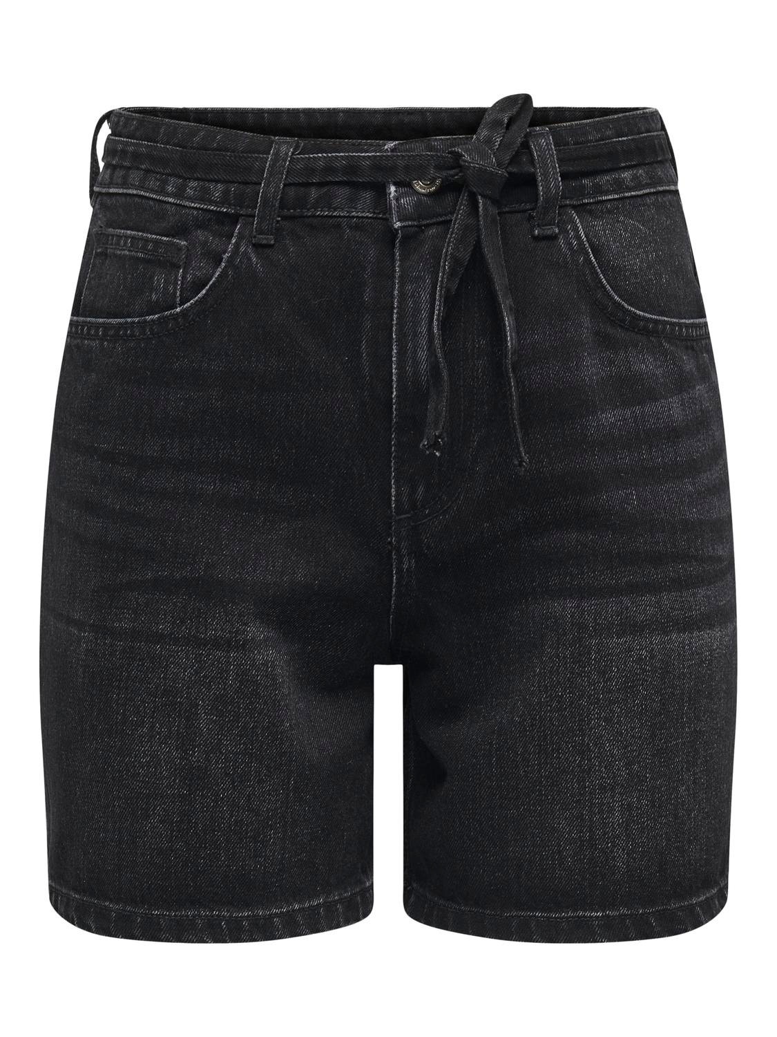 ONLY Normal geschnitten Mittlere Taille Shorts -Washed Black - 15340706