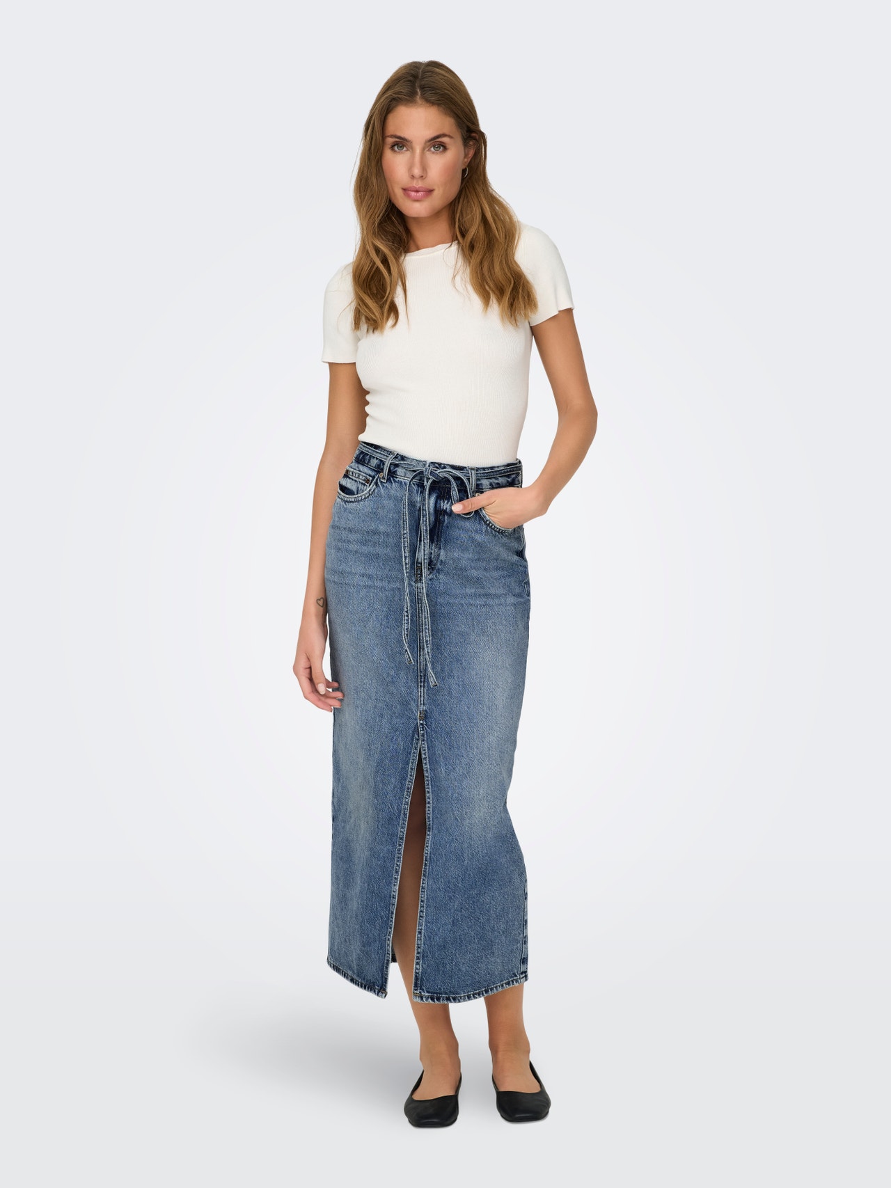 ONLY -ONLGIANNA Denim Midi sukně -Medium Blue Denim - 15340707