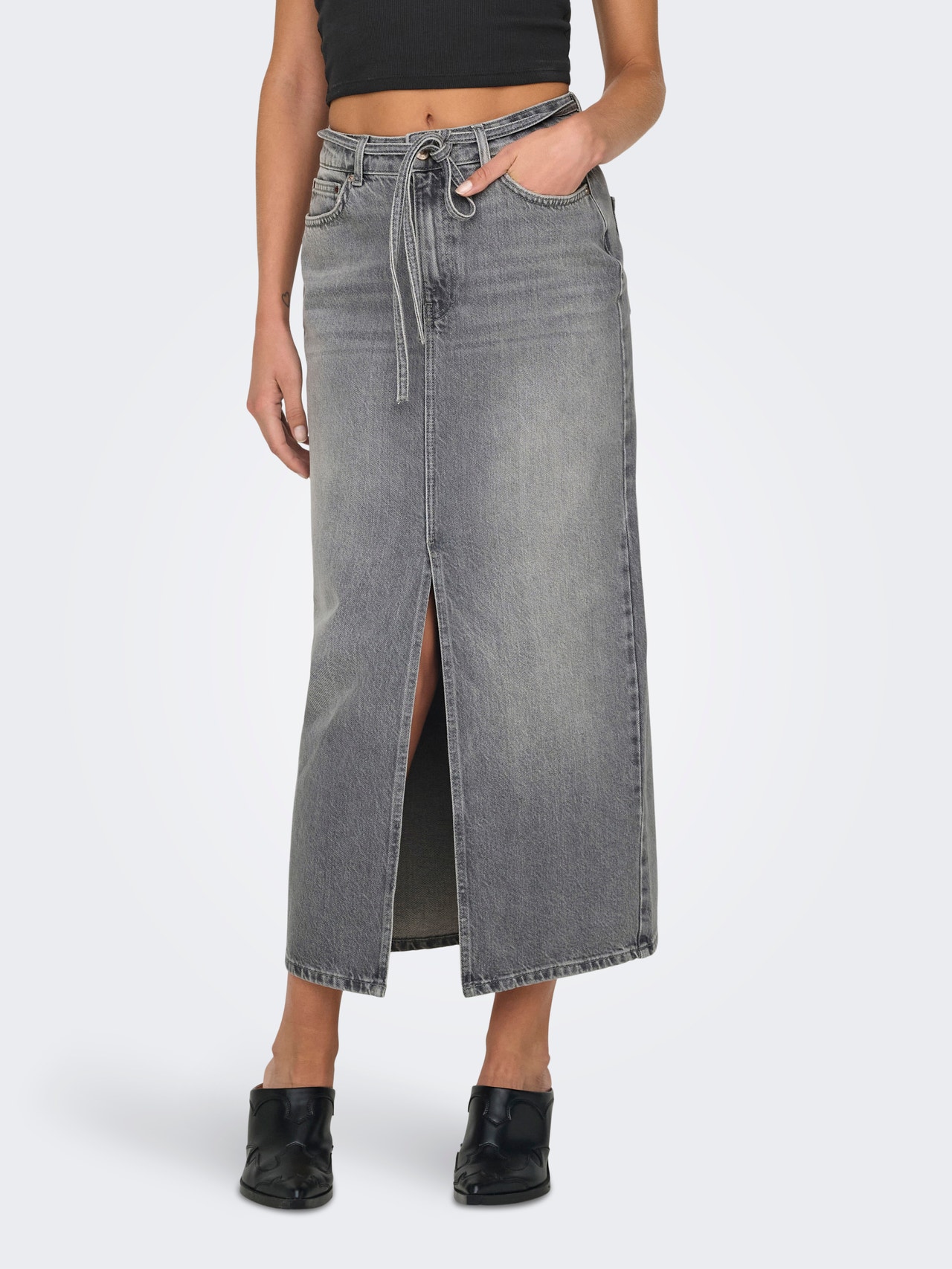 ONLY Jupe midi -Medium Grey Denim - 15340707