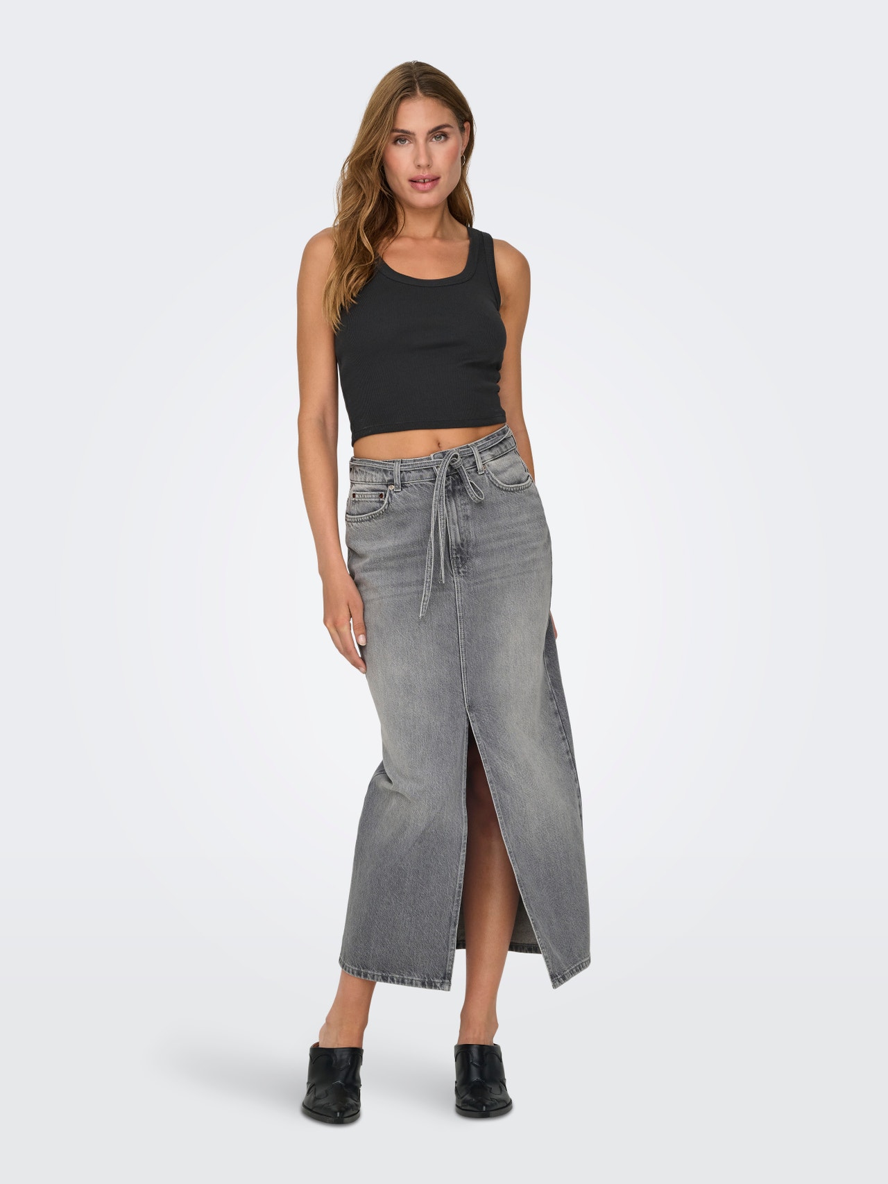 ONLY Jupe midi -Medium Grey Denim - 15340707