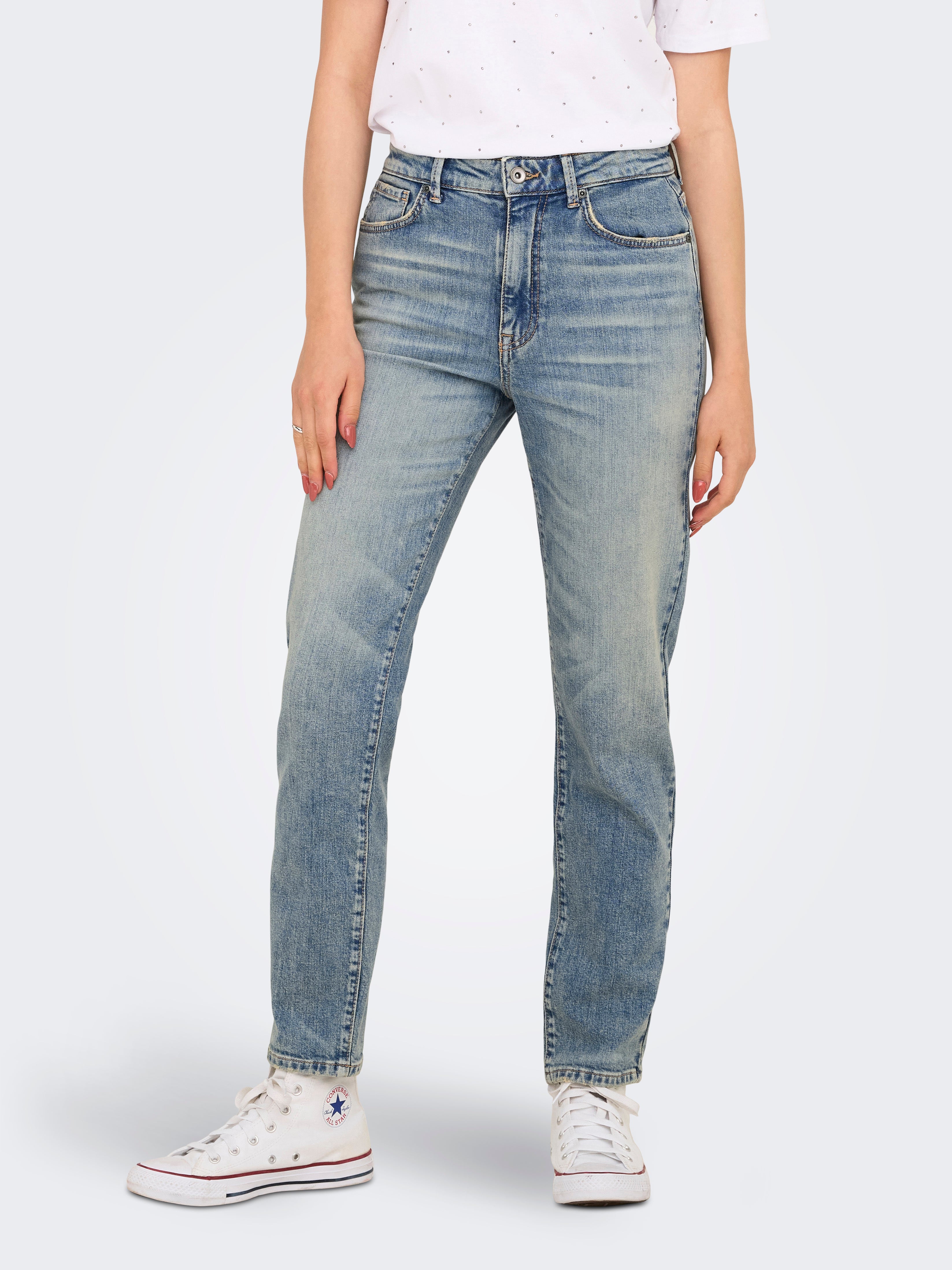 Onlemily Hohe Taille Gerade Geschnitten Jeans