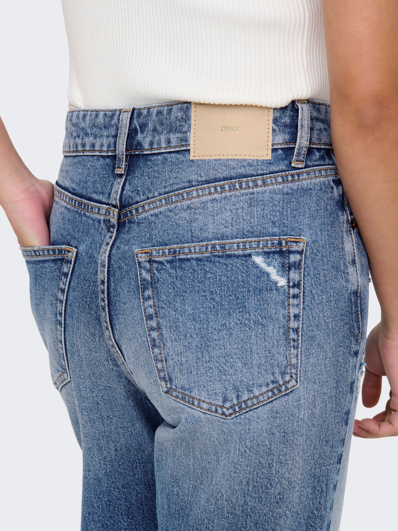 ONLY ONLJUICY Høy midje Wide Leg Fit Jeans -Medium Blue Denim - 15340855