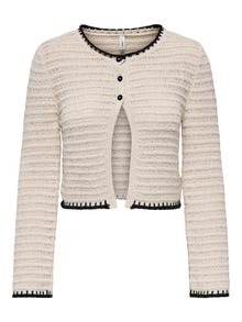 ONLY Short o-neck knitted cardigan -Ecru - 15340905