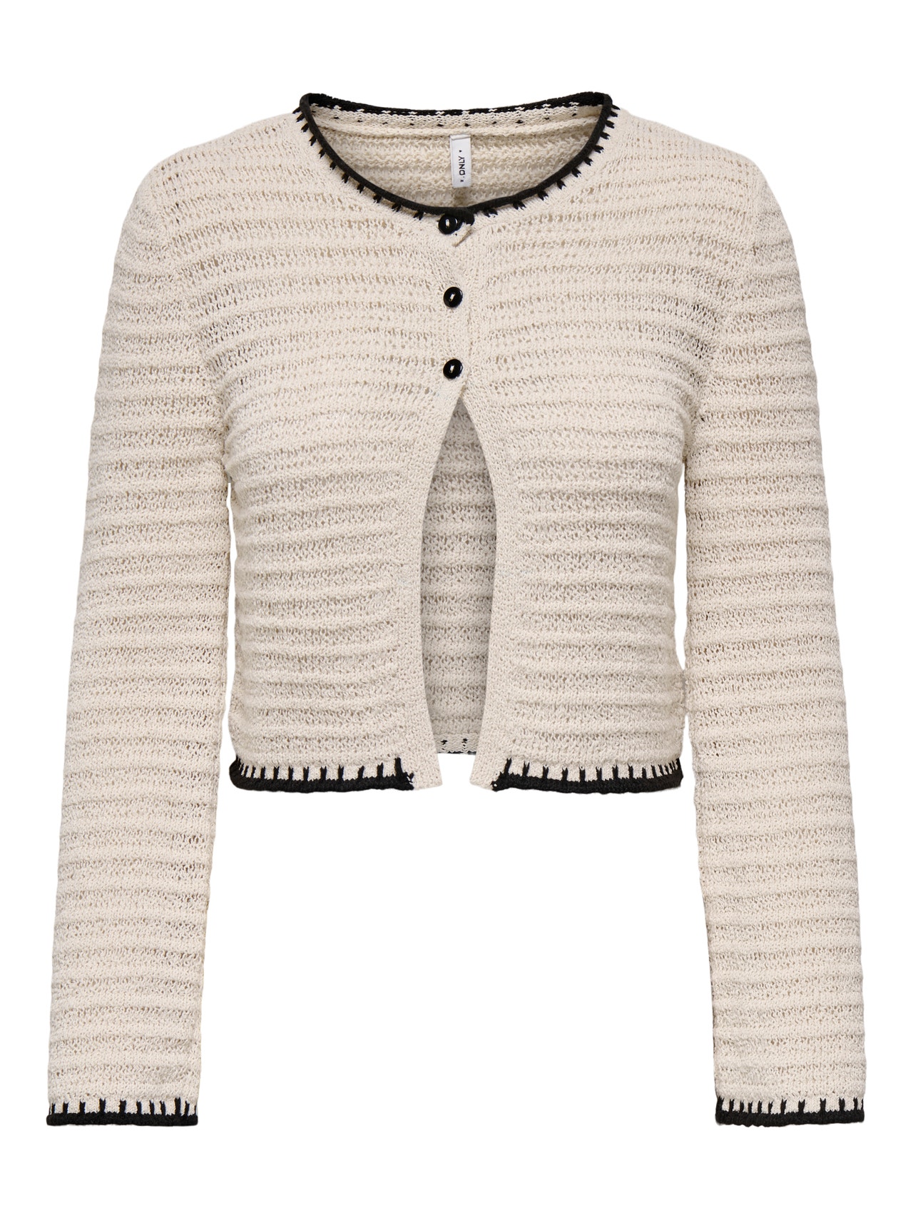 ONLY Short o-neck knitted cardigan -Ecru - 15340905