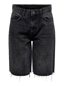 ONLY Shorts Corte loose Cintura media Bajos deshilachados -Washed Black - 15340963