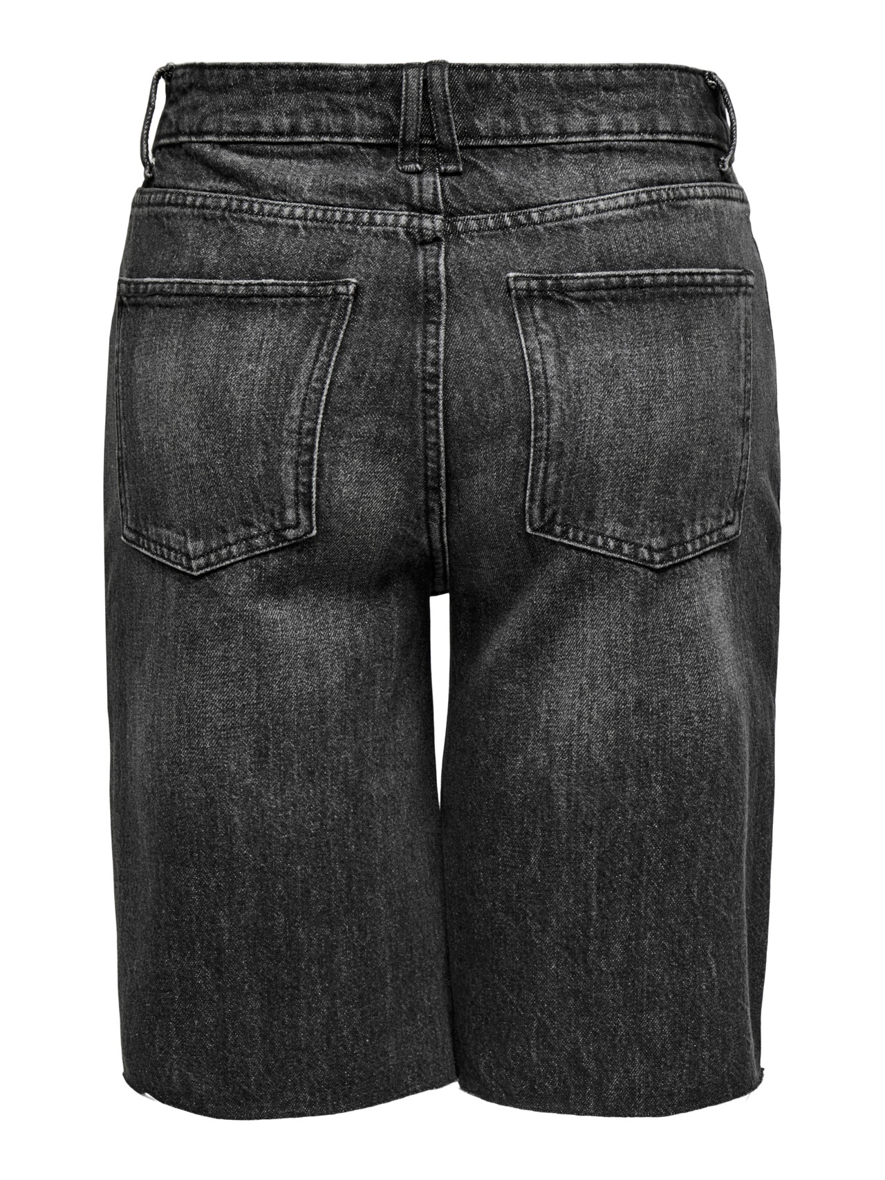 ONLY Lös passform Medelhög midja Sliten fåll Shorts -Washed Black - 15340963