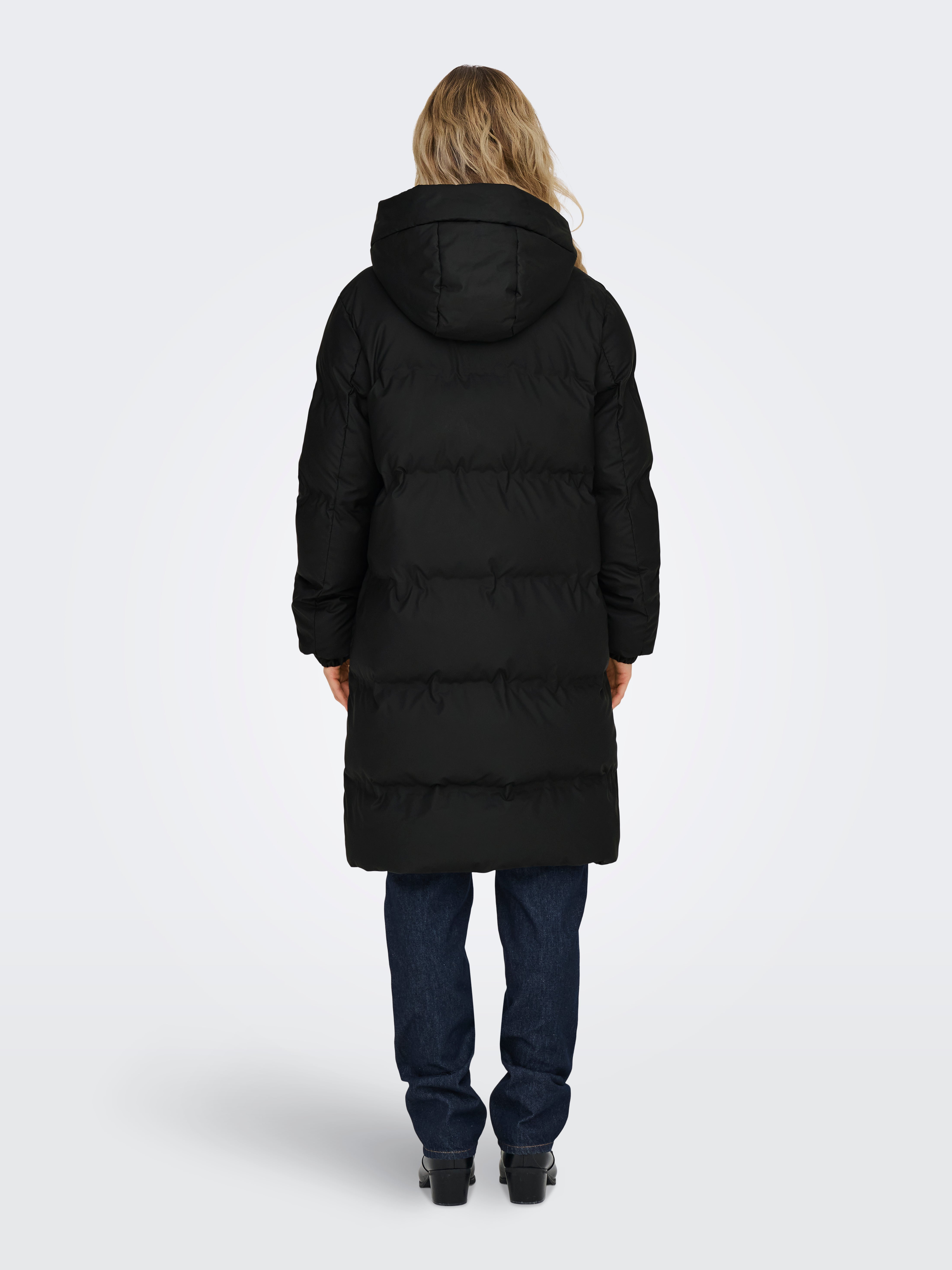 Black longline puffer coat womens online