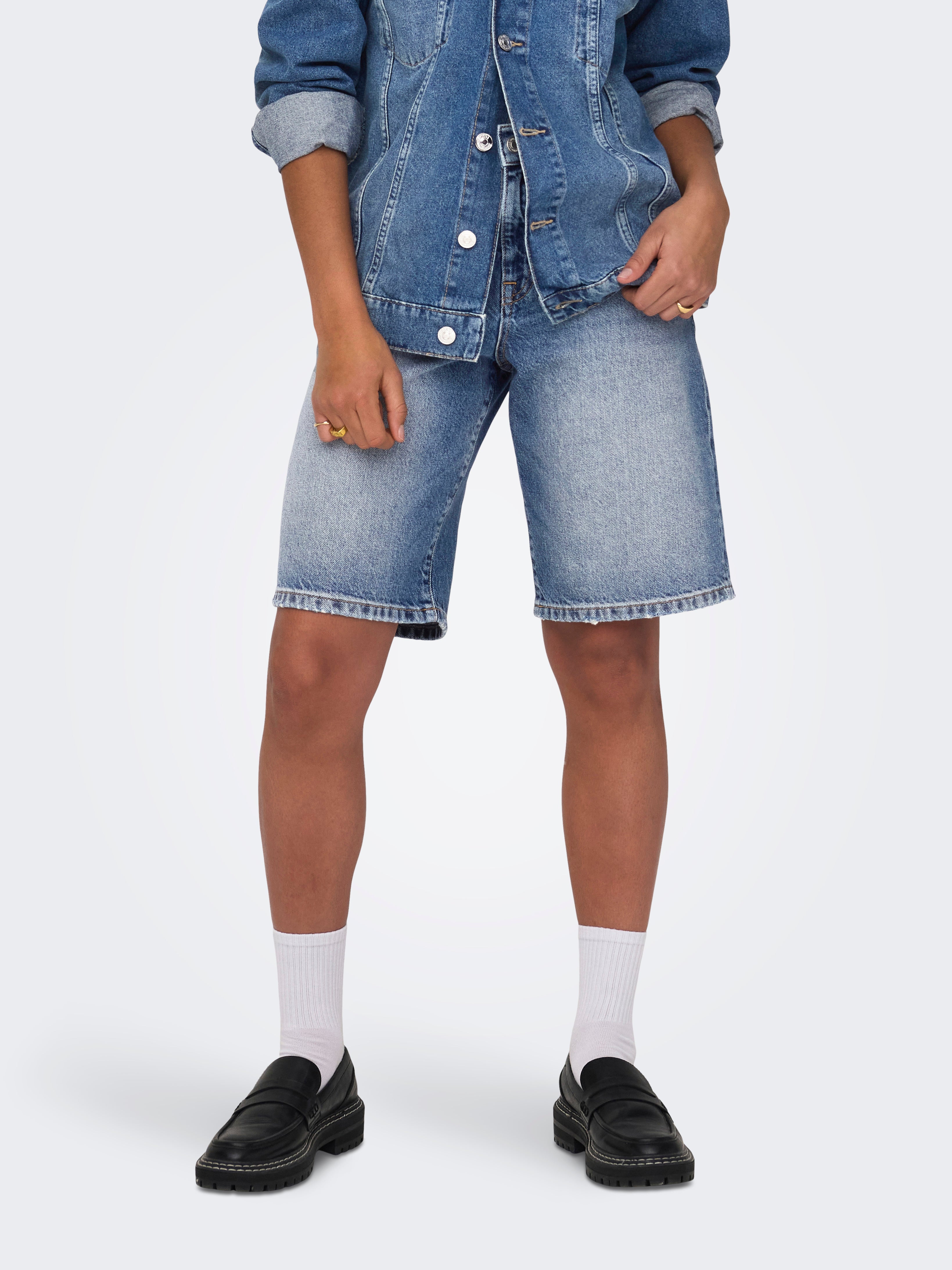 Onlmate Mittlere Taille Baggy Fit Jeans-shorts