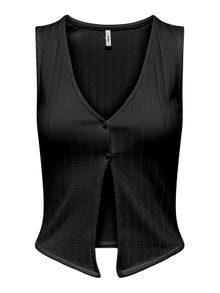ONLY Cropped sleeveless v-neck top -Black - 15341384