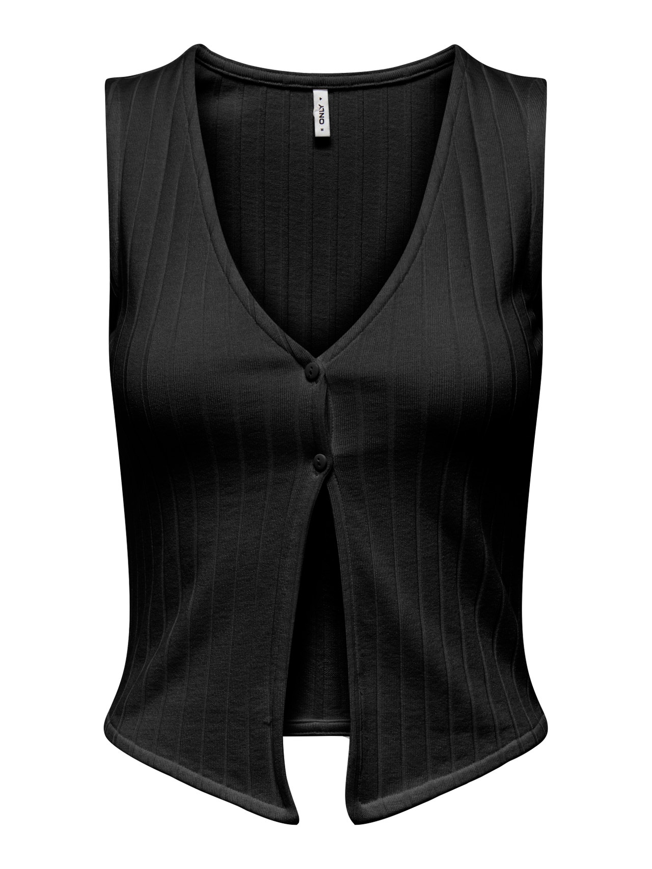 ONLY Cropped sleeveless v-neck top -Black - 15341384