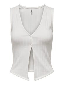 ONLY Cropped sleeveless v-neck top -White - 15341384