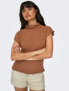 ONLY Knitted top with wave edges -Argan Oil - 15341390