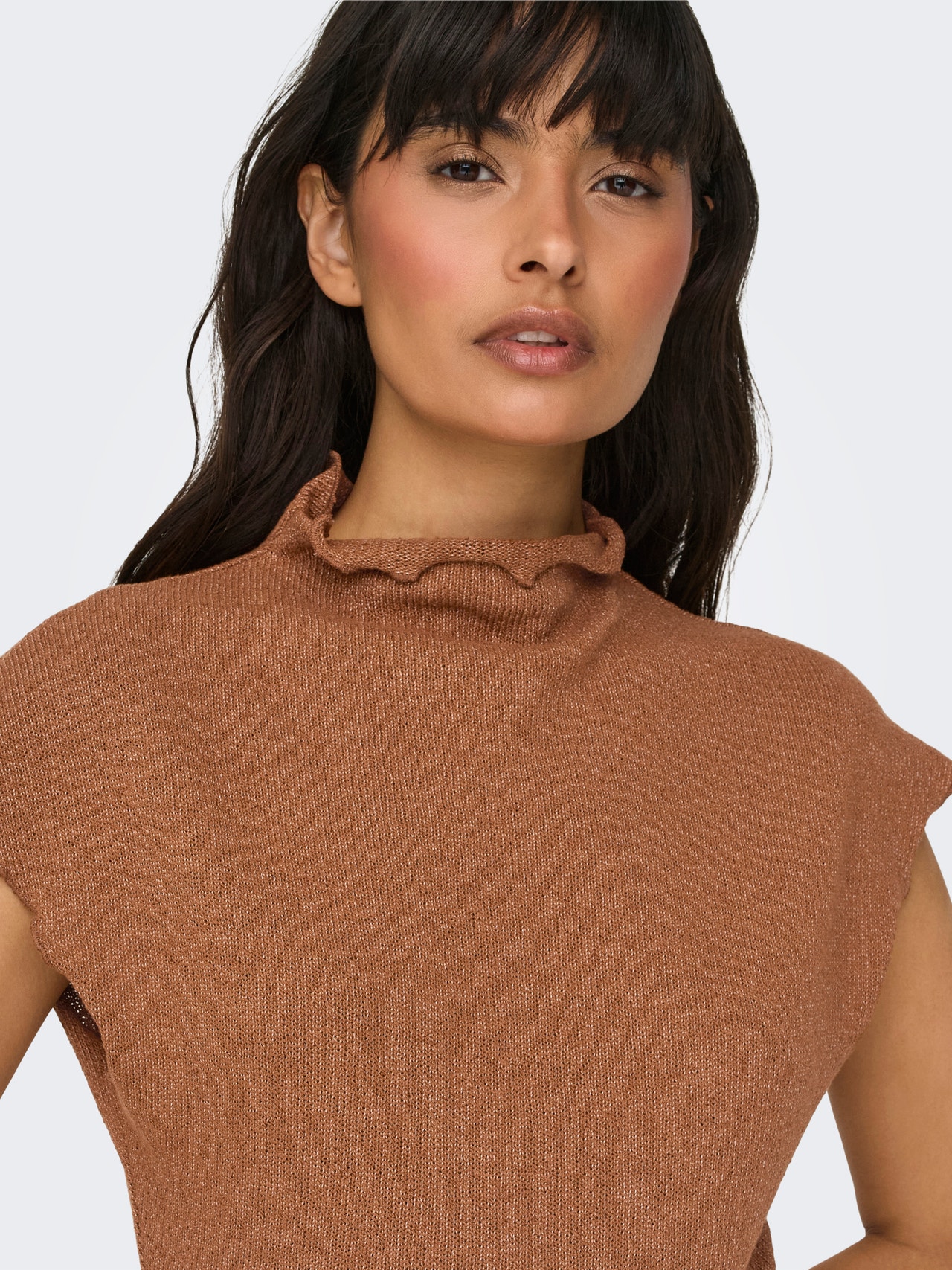 ONLY Knitted top with wave edges -Argan Oil - 15341390