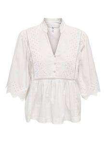 ONLY V-hals top med 2/4 ærmer -Cloud Dancer - 15341682