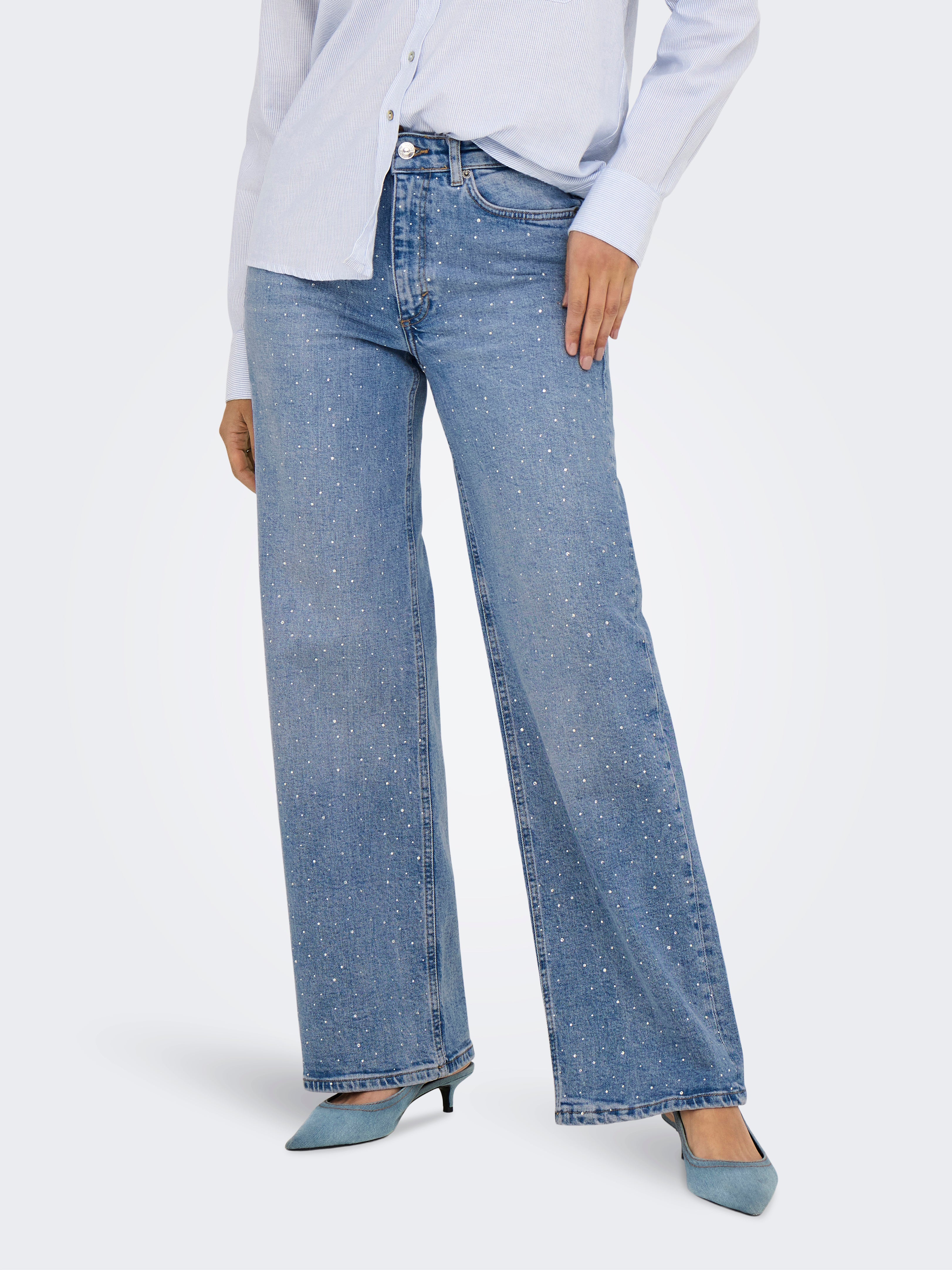 Onljuicy Hohe Taille Weiter Beinschnitt Jeans