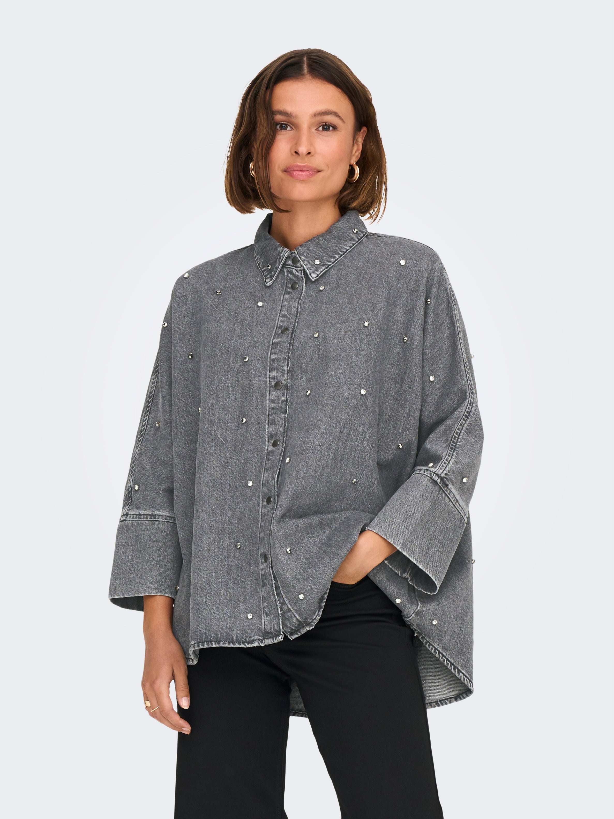 Only - Onlgrace 3/4 Slv Shirt Heart Seq - 4806427 Light Blue Denim main image 1