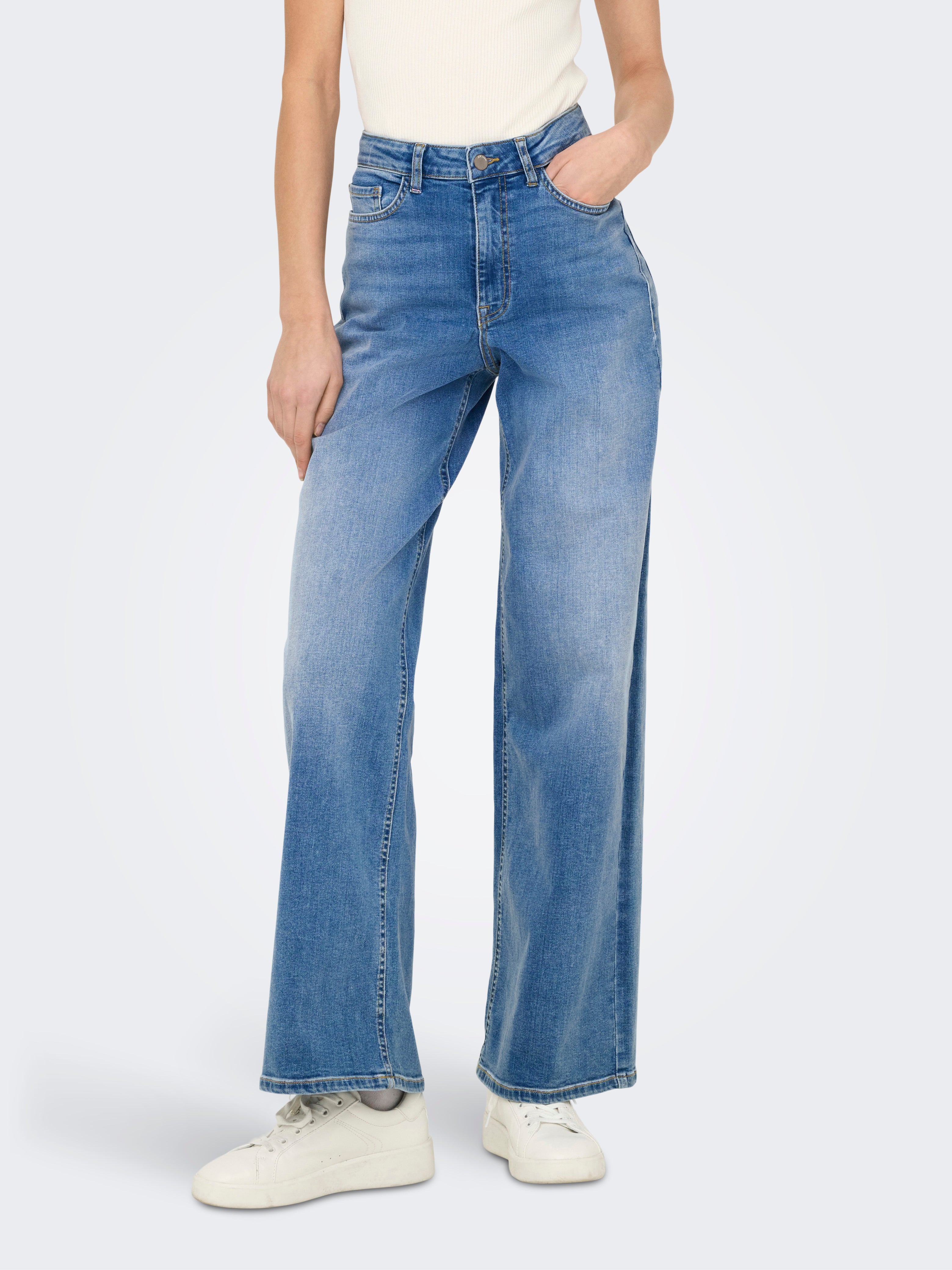 Jdyfelina-fina Hohe Taille Weiter Beinschnitt Jeans