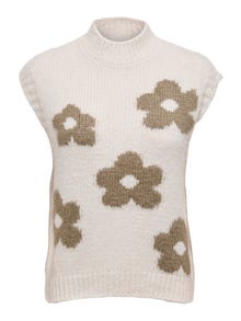 ONLY Plesti stane Visoki vrat Rebraste lisice Pleteni prsluk -Ecru - 15342263