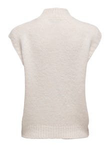 ONLY Plesti stane Visoki vrat Rebraste lisice Pleteni prsluk -Ecru - 15342263