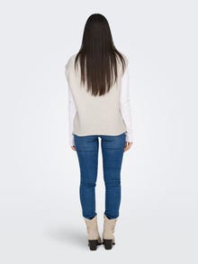 ONLY Plesti stane Visoki vrat Rebraste lisice Pleteni prsluk -Ecru - 15342263