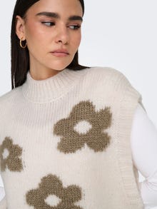 ONLY Plesti stane Visoki vrat Rebraste lisice Pleteni prsluk -Ecru - 15342263