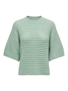 ONLY Knit fit O-hals Geribde mouwuiteinden Verlaagde schoudernaden Pullover -Frosty Green - 15342482