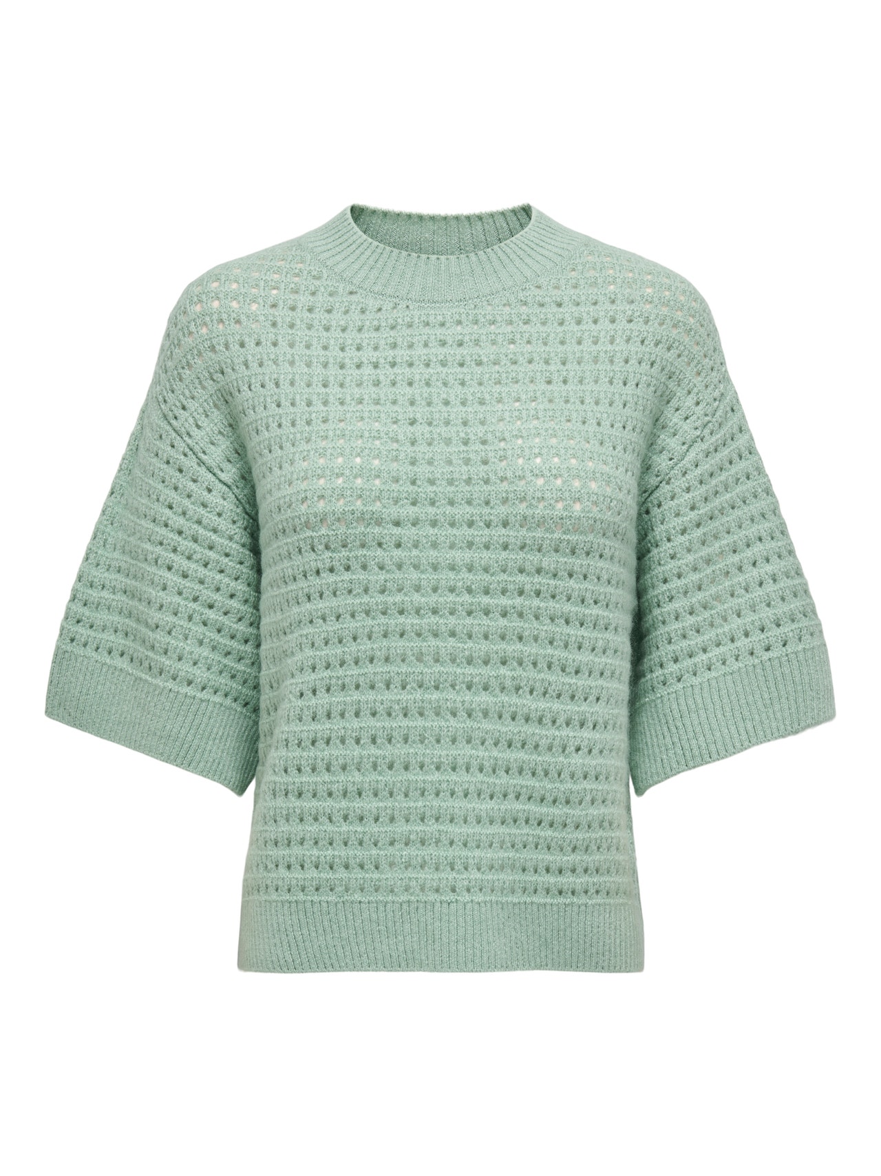 ONLY Knit Fit Round Neck Ribbed cuffs Dropped shoulders Pullover -Frosty Green - 15342482