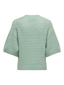 ONLY Knit fit O-hals Geribde mouwuiteinden Verlaagde schoudernaden Pullover -Frosty Green - 15342482