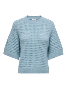 ONLY Knit Fit Rundhals Gerippte Ärmelbündchen Tief angesetzte Schulter Pullover -Powder Blue - 15342482