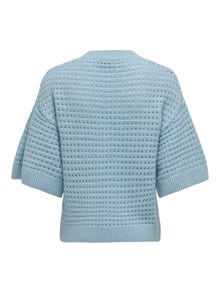 ONLY Knit Fit O-hals Ribbemansjetter Lave skuldre Genser -Powder Blue - 15342482