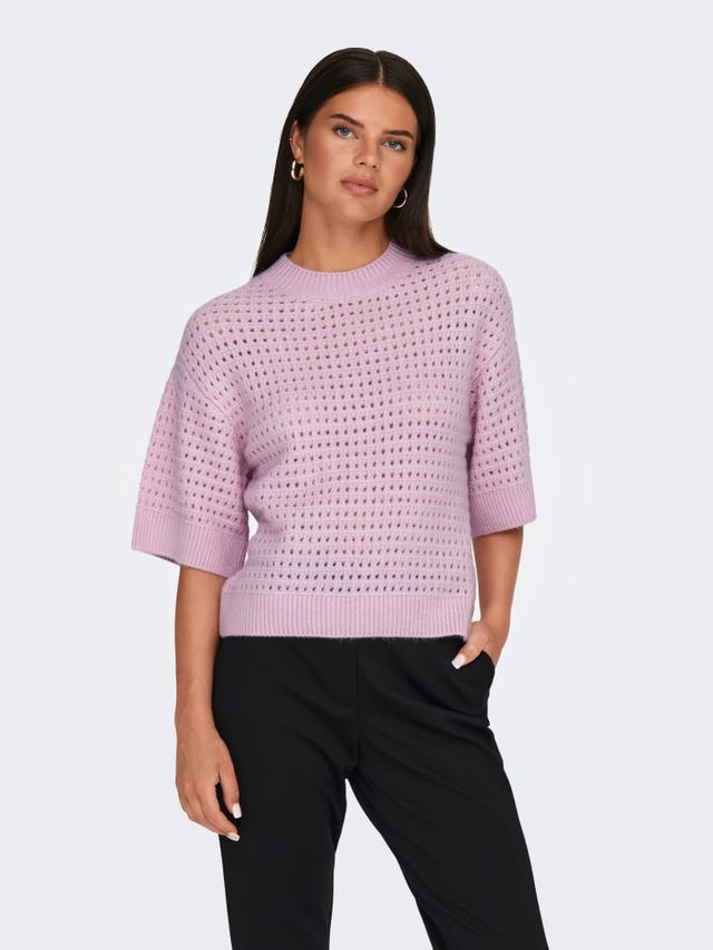 ONLY Knit Fit Rundhals Gerippte Ärmelbündchen Tief angesetzte Schulter Pullover - 15342482